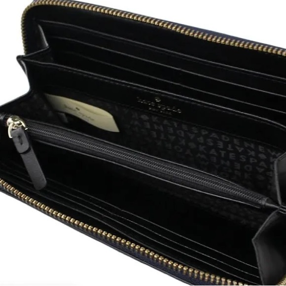 EUC Kate Spade Navy Floral Wallet with Gold Hardware - Picture 3 of 6